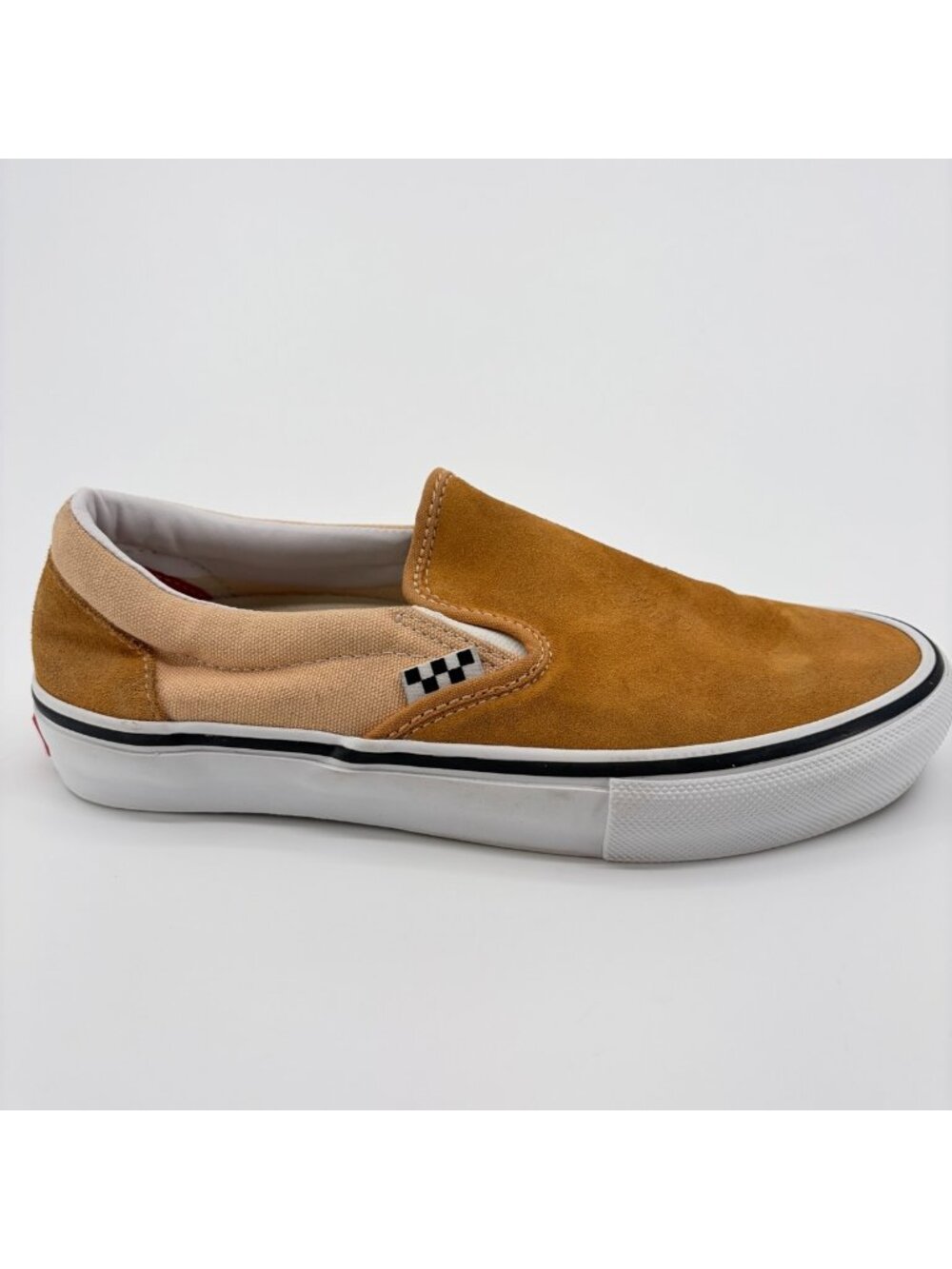 Vans Skate Slip-On Mens Size 7 Gold White Black Athletic Walking Shoes Sneakers